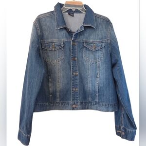 Faded Glory Cropped Classic Denim Jacket Y2K 90's Boho Plus Size XXL